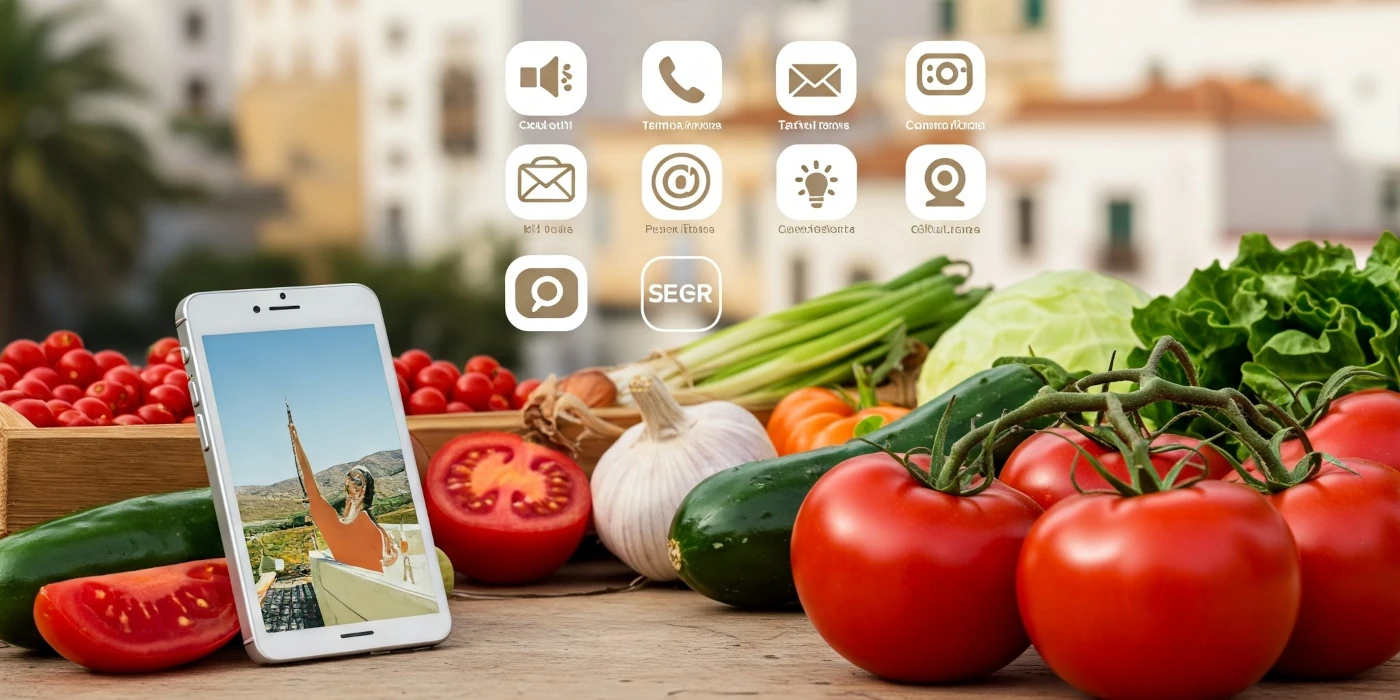Ilustración de contacto con elementos gráficos distintivos de Almería