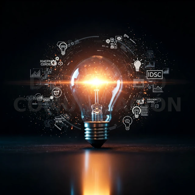 Bombilla futurista que representa ideas innovadoras