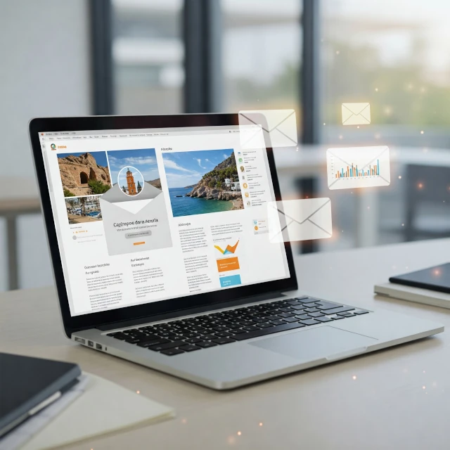 Diseño atractivo de campaña de email marketing en pantalla, mostrando un correo personalizado