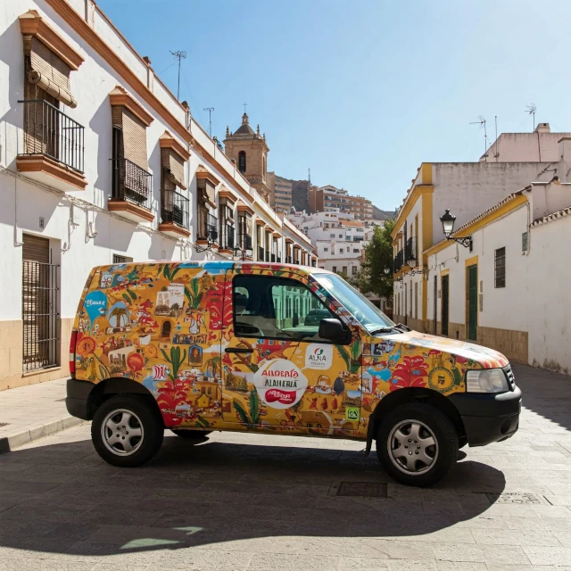 Vehículo con vinilos personalizados y decoración gráfica en Almería