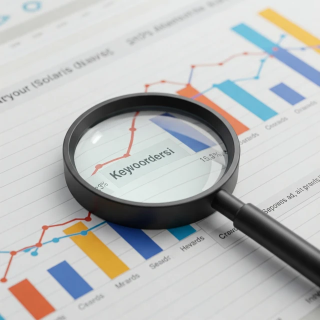 Lupa buscando palabras clave para posicionamiento web