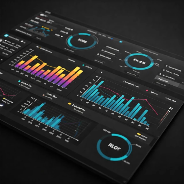 Imagen de un dashboard de análisis SEO on Page con gráficos de barras y líneas ascendentes, reflejando resultados y crecimiento.
