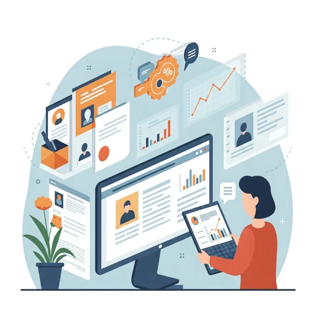 Imagen que muestra iconos representativos de beneficios como contenido de calidad, estrategias integrales y análisis detallado para Marketing de Contenidos Avanzado